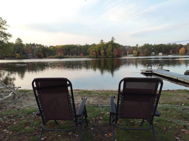 dock area featuring a water view