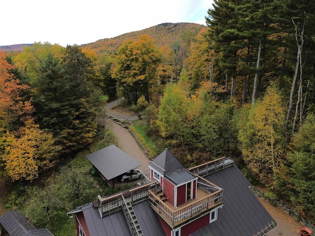 drone / aerial view featuring a mountain view