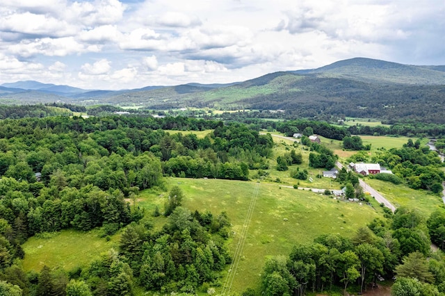 drone / aerial view featuring a mountain view