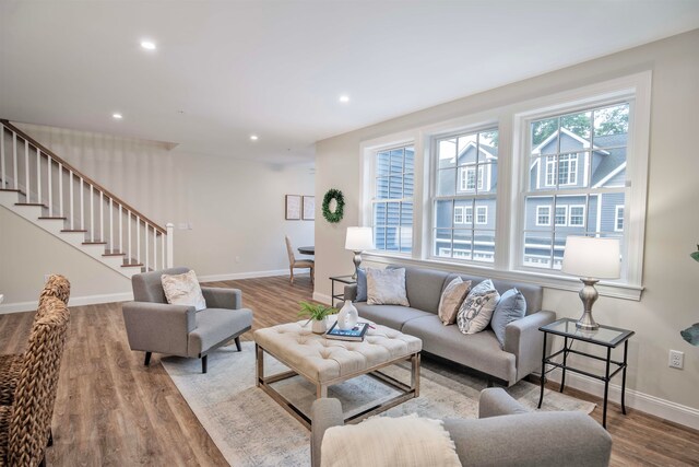 living room featuring light hardwood / wood-style flooring