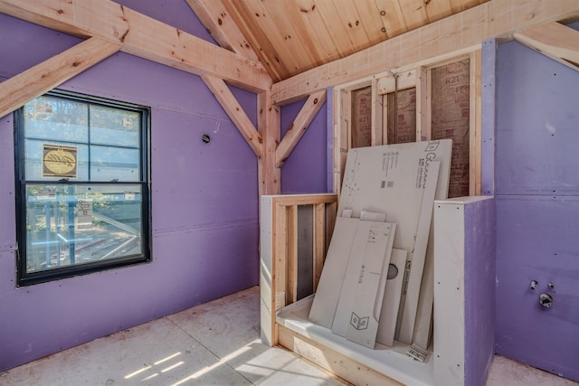 bathroom with vaulted ceiling