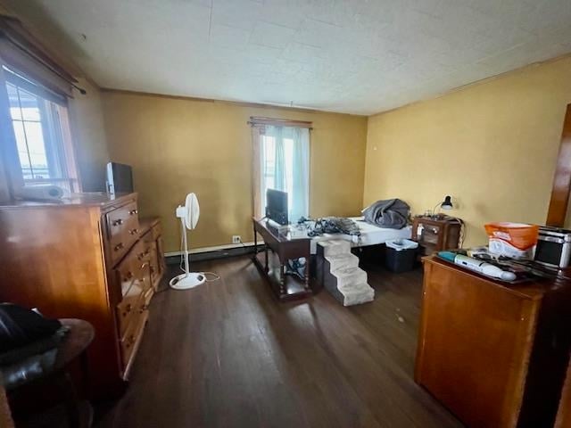 miscellaneous room featuring dark wood-type flooring