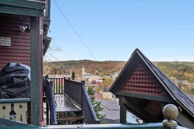 deck with a mountain view