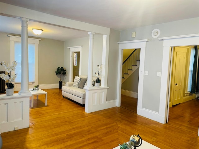 living room featuring hardwood / wood-style flooring