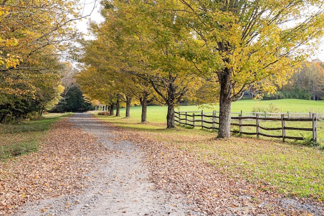 view of street with a rural view