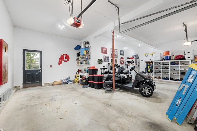 garage with a garage door opener