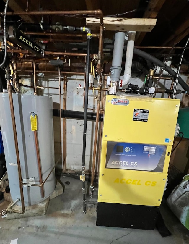 utility room featuring gas water heater