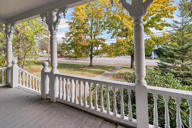 wooden deck with covered porch