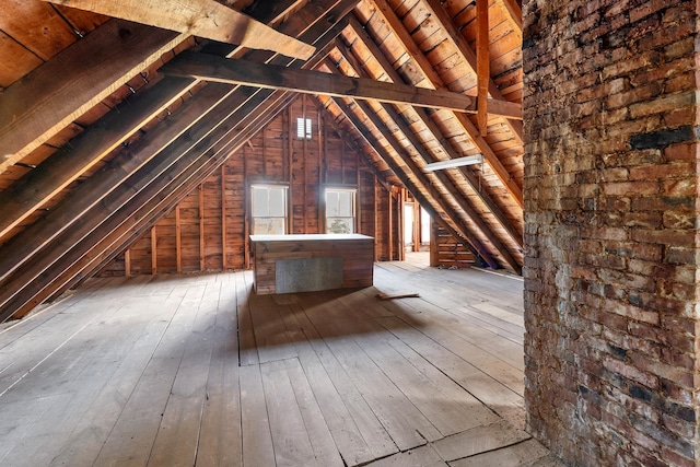 view of unfinished attic