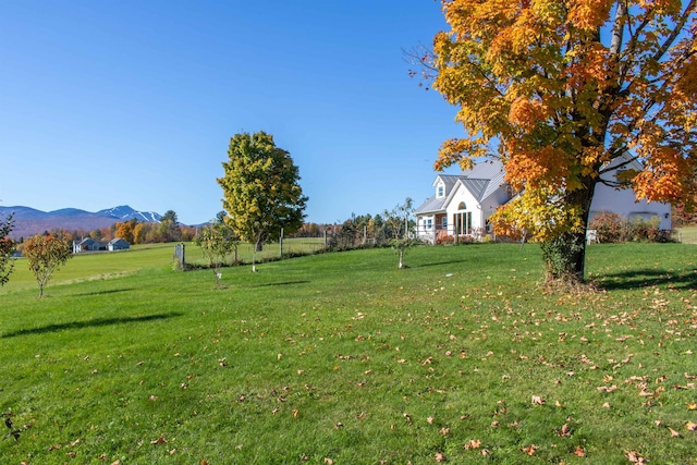 view of yard with a mountain view