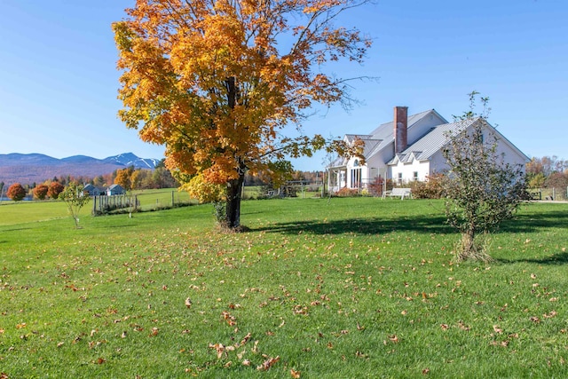 view of yard featuring a mountain view