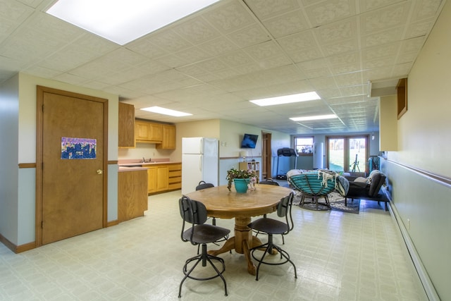 dining area featuring sink