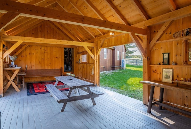 deck with a lawn