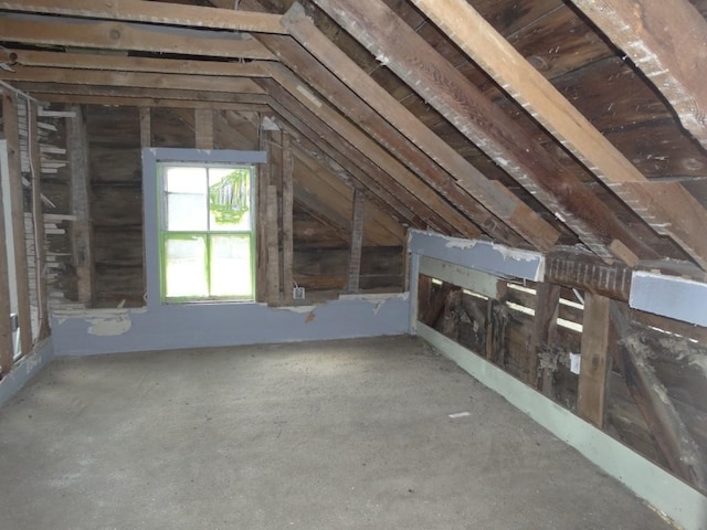 view of unfinished attic