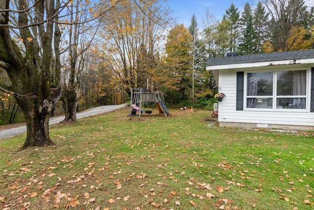 view of yard featuring a playground