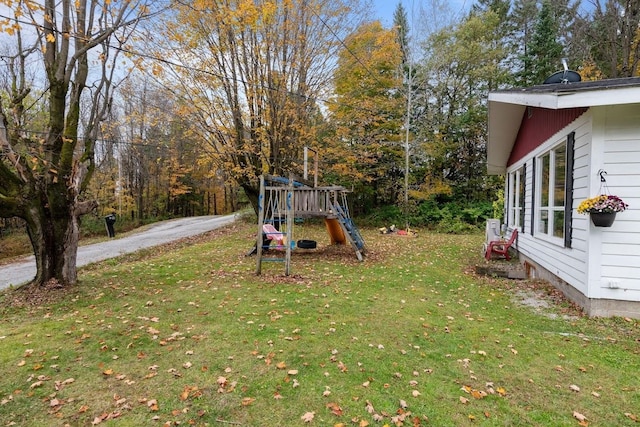 view of yard with a playground