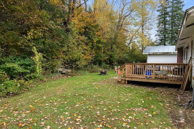 view of yard featuring a deck