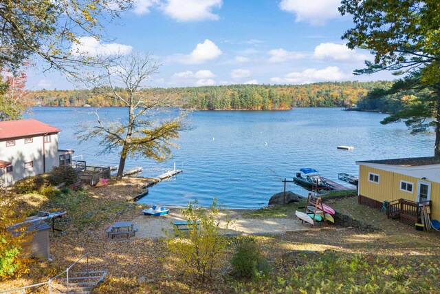 water view with a boat dock