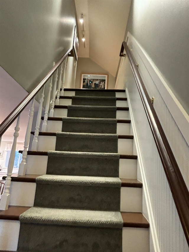 stairway with track lighting