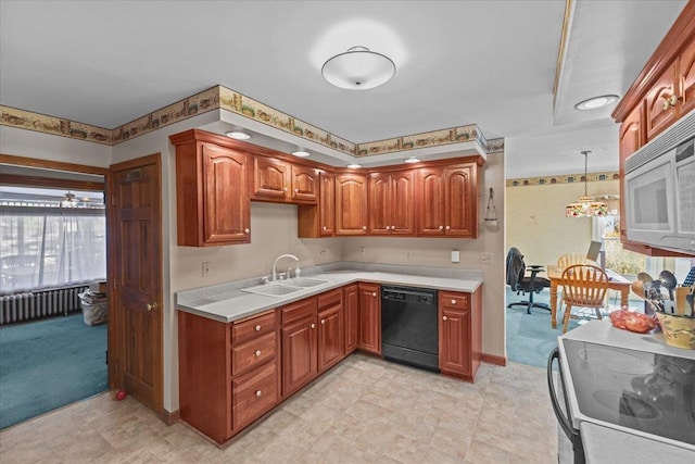 kitchen with black dishwasher, sink, stove, and plenty of natural light