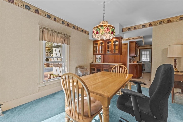 view of carpeted dining room