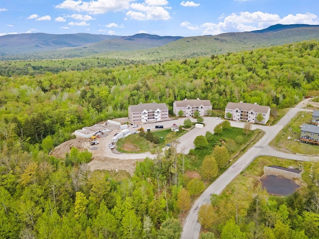 bird's eye view with a mountain view