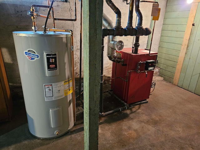 utility room with electric water heater