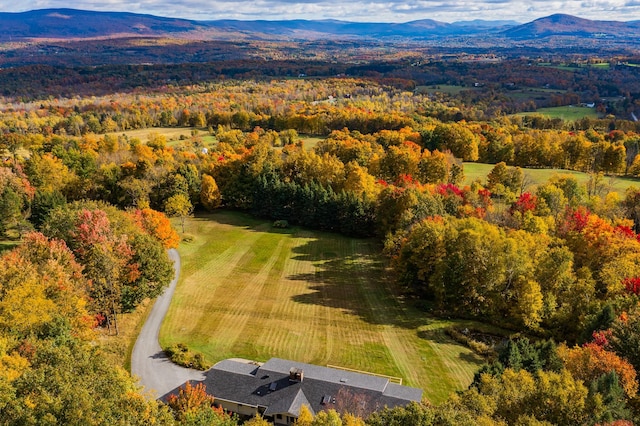 aerial view featuring a mountain view