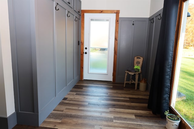 mudroom featuring dark hardwood / wood-style floors