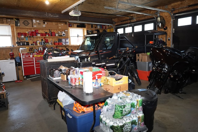 garage with a garage door opener