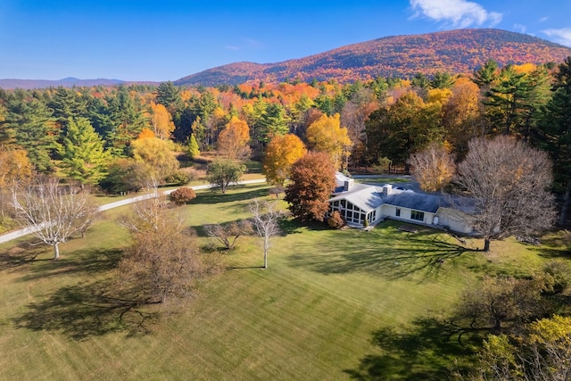 birds eye view of property with a rural view and a mountain view