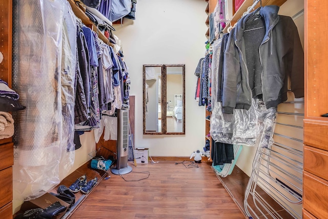 spacious closet with hardwood / wood-style floors