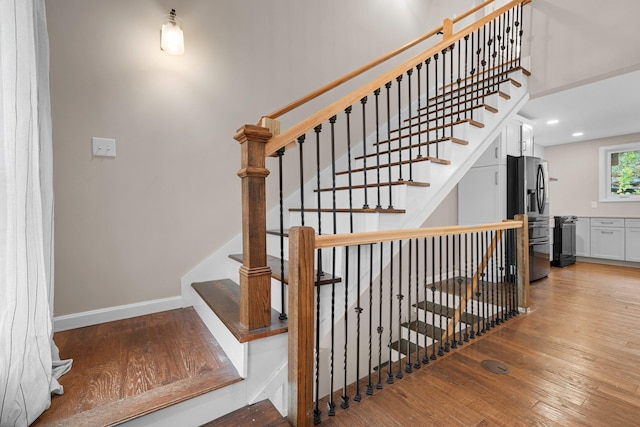 155 E Shore Dr, Weare, NH 03281 - staircase with wood finished floors, recessed lighting, and baseboards