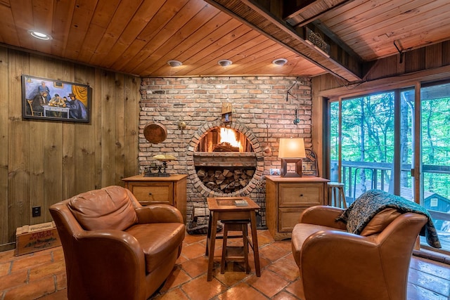 11 Founders Hill Rd, Winhall, VT 05340 - living area with wooden ceiling and wooden walls