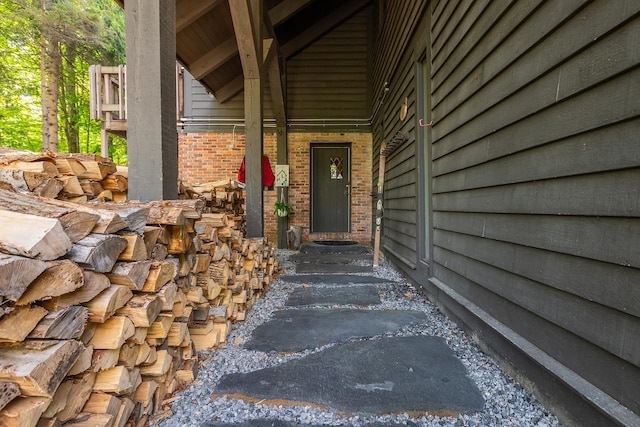 11 Founders Hill Rd, Winhall, VT 05340 - property entrance with brick siding