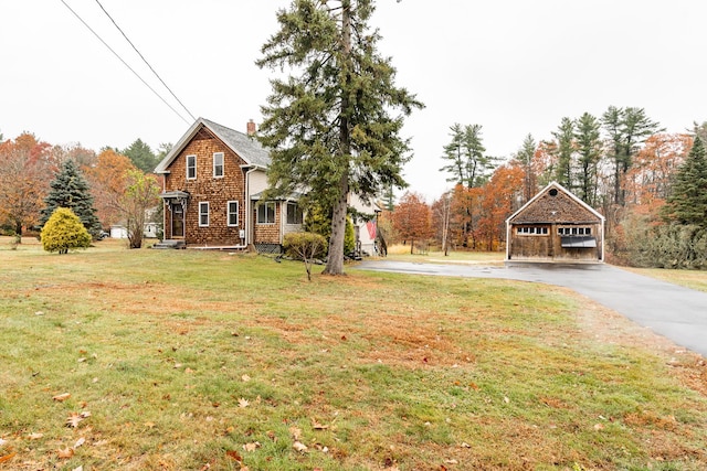 view of yard featuring a garage