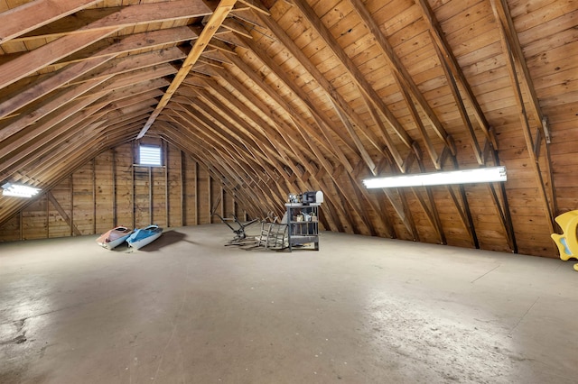 view of unfinished attic