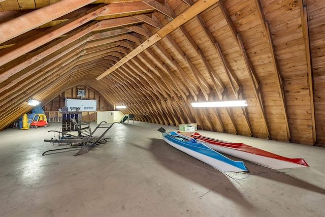 view of unfinished attic