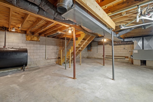 basement with electric panel