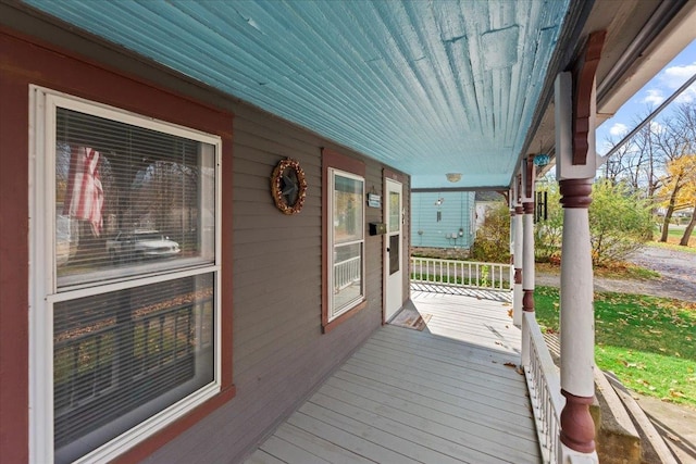 wooden deck with covered porch