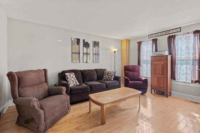 living room with light wood-type flooring