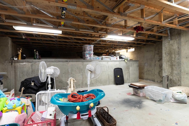 view of unfinished basement