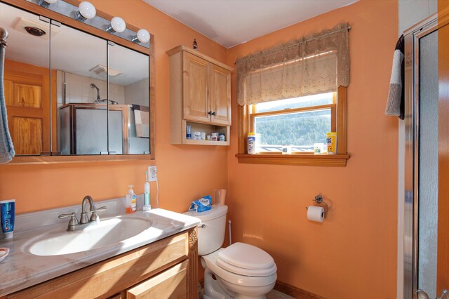 1319 Brandon Mountain Rd, Rochester, VT 05767 - full bathroom featuring toilet, a shower stall, and vanity
