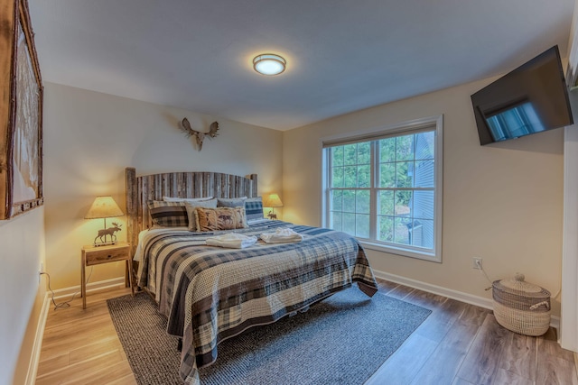 bedroom with light hardwood / wood-style flooring