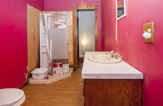 43 Maple St, Orleans, VT 06860 - bathroom featuring wood finished floors, vanity, and toilet