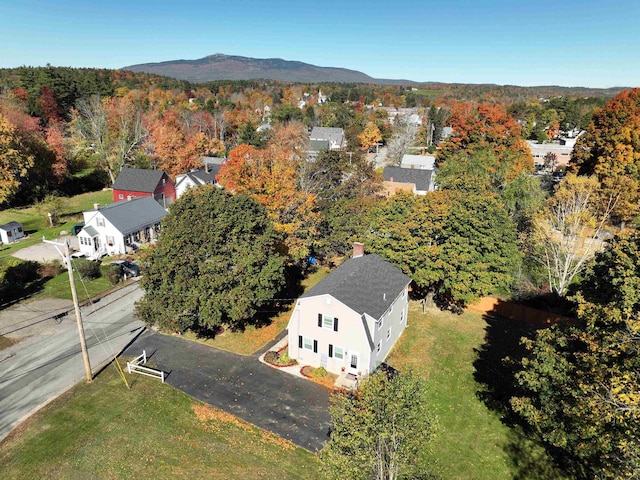 birds eye view of property featuring a mountain view