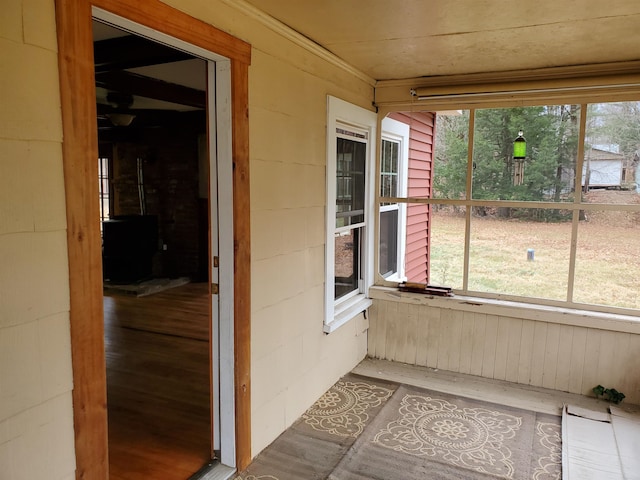 view of unfurnished sunroom