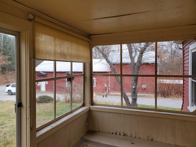 view of unfurnished sunroom