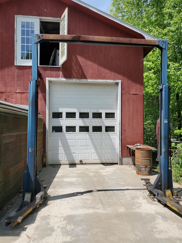 view of garage