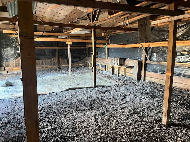 view of unfinished attic